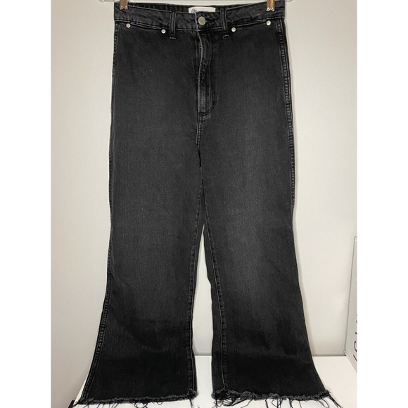 Wrangler Authentic Hi Bell Jeans Black Distressed High Waist Bell Legs Size 10 - Picture 1 of 9